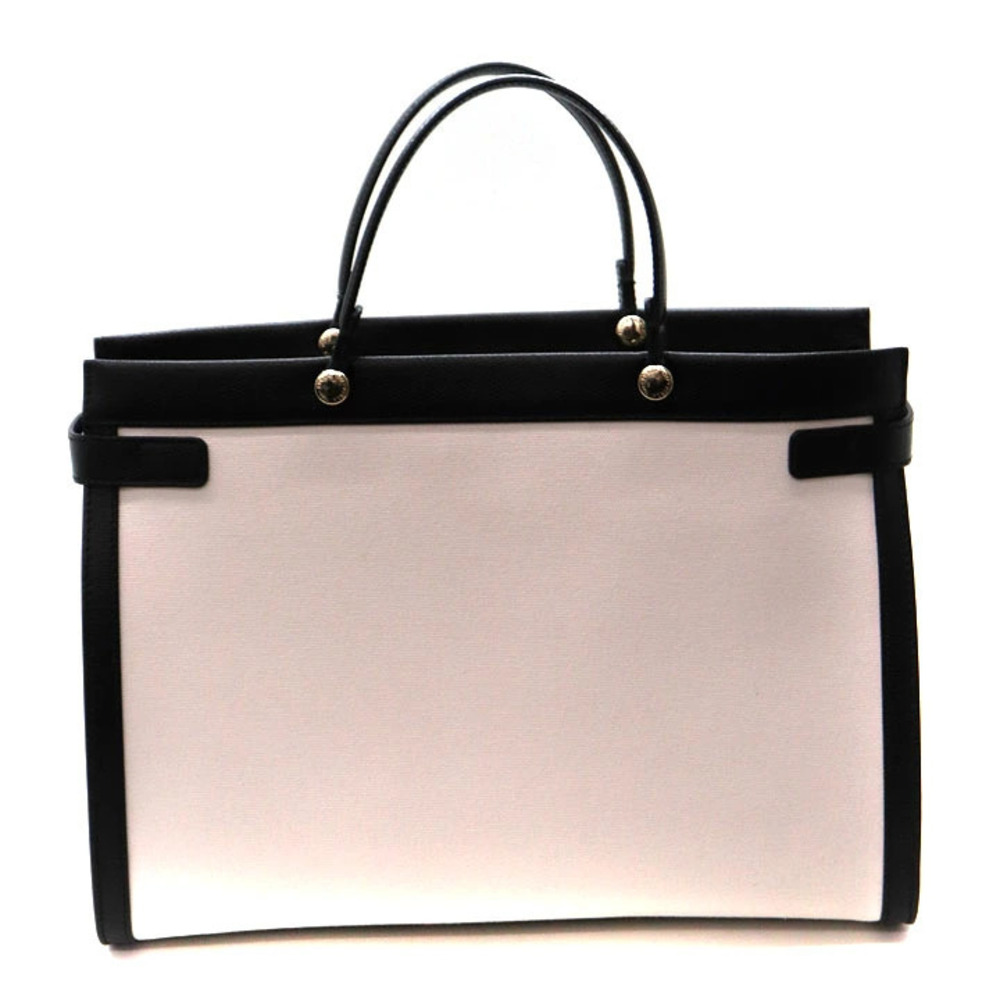 Furla Bag Black White Leather Canvas Handbag